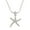 Rhodium, variant on Starfish Pendant Necklace Rhinestone Crystal Rhodium Plated 17 Inch Snake Chain J0139-RH