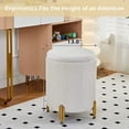 thumbnail image 4 of PRZL Round Ottoman Foot Stool with Storage and Metal Legs for Living Room Bedroom, Velvet Upholstered Footrest Stool Support 300lbs Modern Padded Seat Ottoman Coffee Table (Cream), 4 of 16