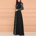 thumbnail image 6 of Dresses For Women 2024 Women Muslim Dress Kaftan Arab Jilbab Abaya Islamic Lace Stitching Maxi Dress Black, 6 of 8