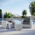 thumbnail image 2 of Side Lounge Chair Table Set, Rattan, Wicker, Grey Gray, Modern Contemporary Urban Design, Outdoor Patio Balcony Cafe Bistro Garden Furniture Hotel Hospitality, 2 of 10