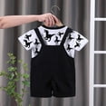 thumbnail image 4 of Toddler Baby Boys' Dinosaur Print Summer Romper Set Adjustable Denim Overalls Short Sleeve T Shirt 2 Piece Outfit for Kids Size 3-4T, 4 of 7