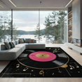 thumbnail image 2 of ODIKA 8'x10' Washable Area Rug Record Vinyl Vintage Disc Music Note Groove Cd Shaped Round Shape for Dining Room, Large Office, Lounge, Non-Slip Chair-Friendly Mat, 2 of 7