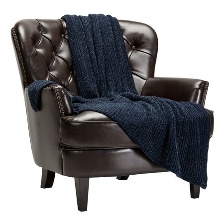 Chanasya Chenille Knit Super Soft Velvety Texture Throw Blanket - Cozy Classy Elegant Decorative with Subtle Shimmer for Sofa Chair Couch Bed Living Bed Room Dark Gray Blanket -(50x65 Inches) Charcoal
