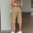 thumbnail image 5 of HongQid Linen Shorts for Women Casual Elastic Waist Drawstring Summer Beach Shorts Womens Dress Shorts, 5 of 9