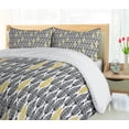 thumbnail image 5 of Ambesonne Feather Duvet Cover Sets, Style Art Tribal, 2-King, Black White Mustard, 5 of 7