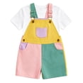 thumbnail image 5 of LJEFF Kids Color Block Overalls Shorts, Summer Breathable Casual Adjustable Straps Summer Toddler Jumpsuit Pink Size 4 T, 5 of 7