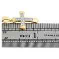 thumbnail image 4 of 10K Yellow Gold Real Diamond Cross Pendant 1" Dome Milgrain Border Charm 1/10 CT, 4 of 5