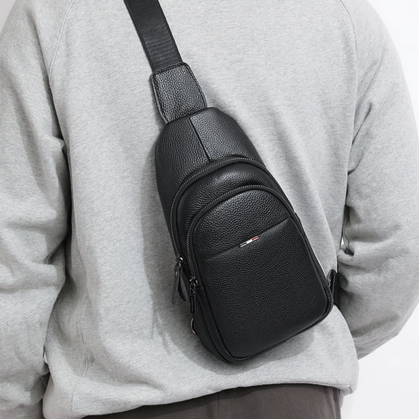 Riñoneras Bolsos De Pecho Para Hombre, Riñonera De Viaje Con Múltiples Bolsillos De Gran Capacidad De Piel De Vaca De Color Sólido