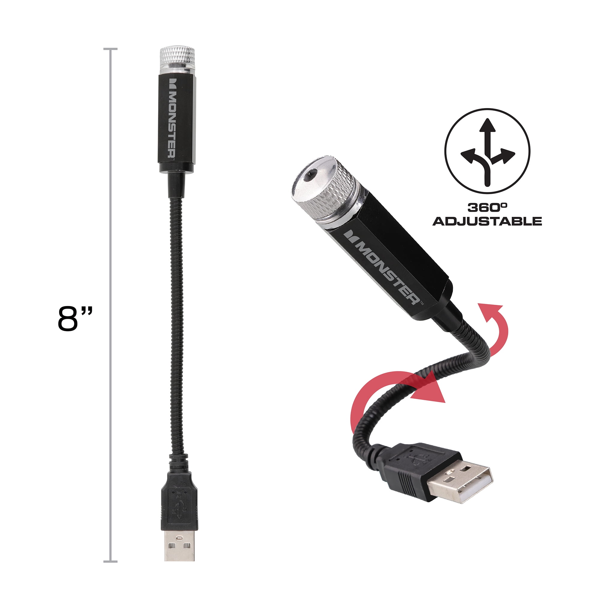 Monster 8" Red Starry Night LED Laser Light: USB-Powered Laser Accent