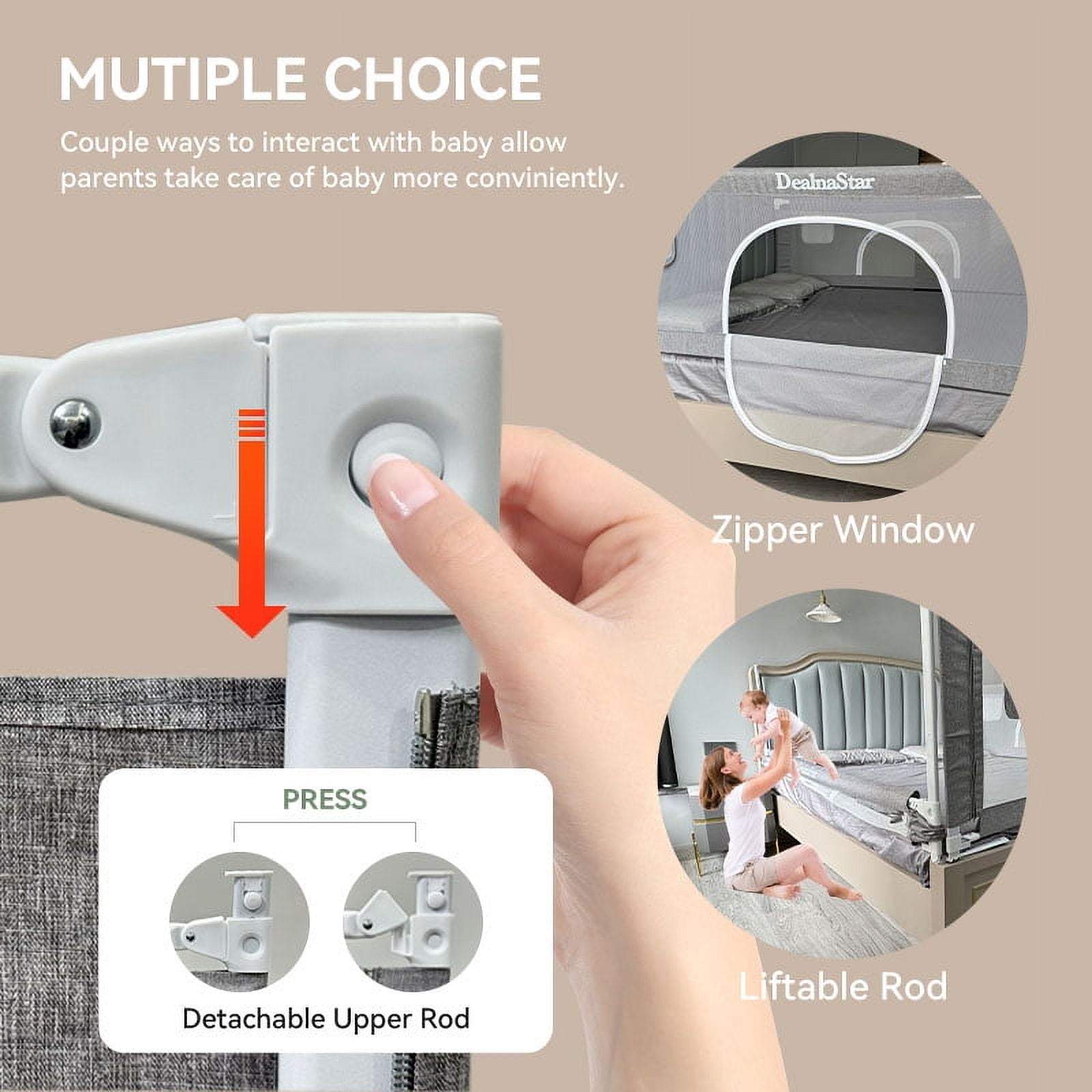 Bed Rail for Toddlers,38" Baby Bed Rail Guard,Upgrade Adjustable Kids Bed Rail,Universal Safety Baby Bed Side Rail Guard for Twin,Full,Queen,King,Cal King Size.
