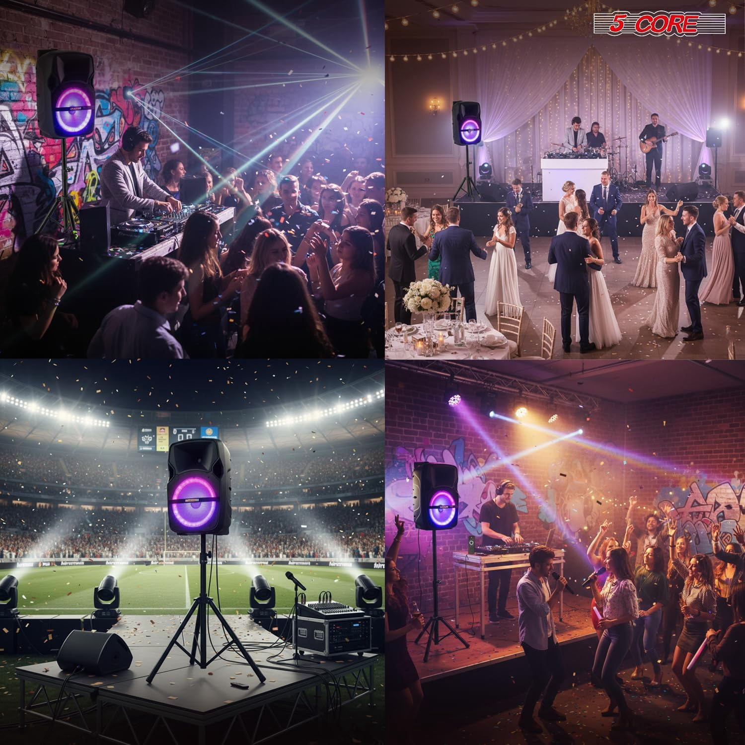 8" Portable Bluetooth Party Speaker with 2 Wireless Mics – 250W Rechargeable PA System, Karaoke Boombox & Tripod Stand for Outdoor Events