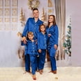 thumbnail image 3 of Satin Silk Button Down Pajamas PJ's Sets Two Piece Family Matching Sleepwear Loungewear Long Sleeve Nightwear Little Pajamas Holiday Family Matching Matching Flannel Pajamas for Family of 3 Matching, 3 of 5