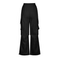 thumbnail image 4 of lulshou Womens Cargo Pants Mid Waist with Pocket Overalls Casual Pants Spring Summer Wide Leg Cargo Pants Business Work Pants, 4 of 8