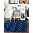 thumbnail image 3 of Unique Loom 3151593 3 x 3 ft. Geometric Trellis Frieze Rug, Navy Blue, 3 of 15