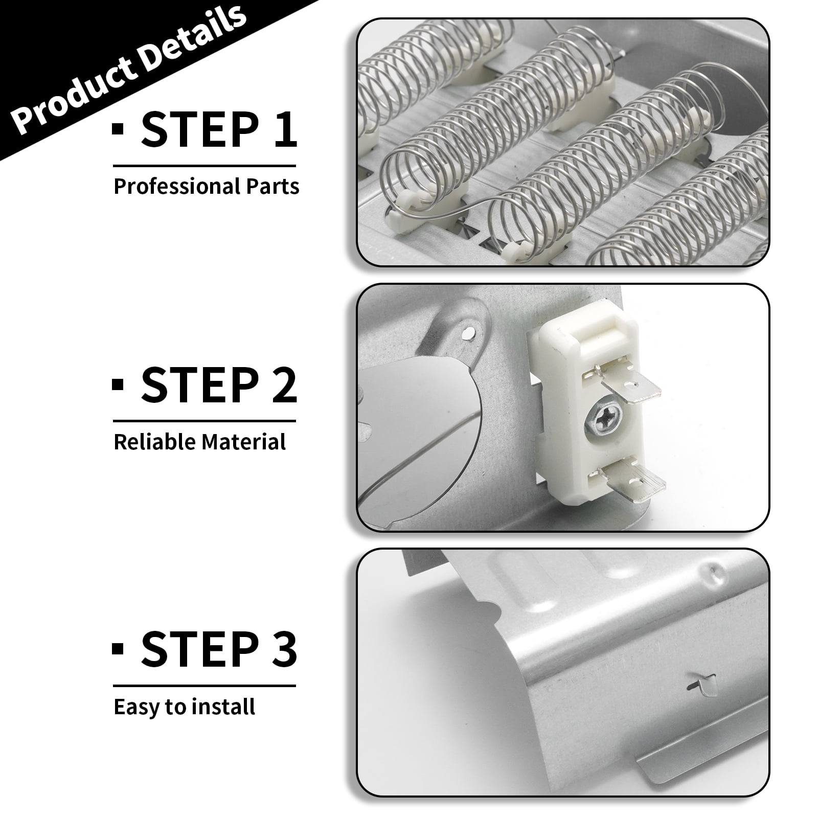 Replacement for Whirlpool Kenmore Maytag Amana, Dryer Heating Element with Thermostat Thermal Fuse, Replacement Parts 279838 279816 3392519