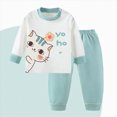 thumbnail image 2 of NOLDARES Girls Pajamas Long Sleeve 2 Piece Nightwear Set with Printed Kids Sleepwear PJs Loungewear(S311-Light Green), 2 of 8