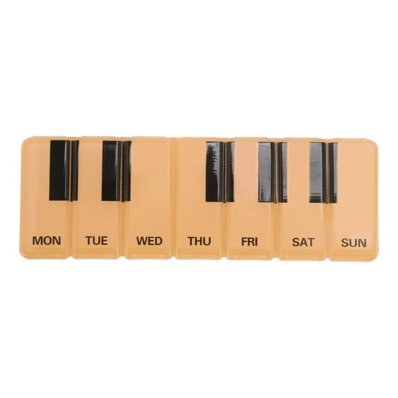Unique Bargains 1 Pc Pill Case 7 Grid Piano Keys Pill Box Clear Orange