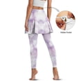 thumbnail image 4 of COEQINE Women High Waist Yoga Skirted Legging with Pockets Light Purple Tie Dye Pattern Breathable Tennis Skirts with Leggings for Women Elastic Comfy Golf Pickleball Leggings, 3XL, 4 of 7