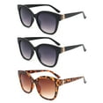 thumbnail image 2 of 3 Pack Butterfly Plastic Frame Vintage Fashion Sunglasses for Women,Four Petal flower metal ornament with Platic Temple, 2 Black & Tortoise, 2 of 2