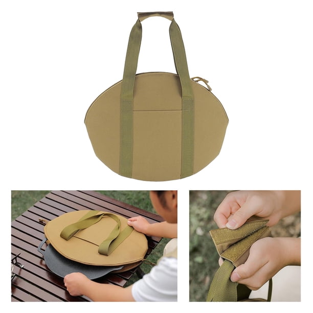 Bolsa de hierro fundido, bolsa resistente, utensilios de cocina para acampar al aire libre, organizadores de almacenamiento, DYNWAVEMX Bolsa de sartén de hierro fundido