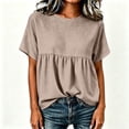thumbnail image 4 of Dxzfnsa Short Sleeve Shirts for Women Casual Spring Summer Tops Ribbed Knit Striped Womens Tops Crewneck Loose Fit T Shirts S-2XL, 4 of 6