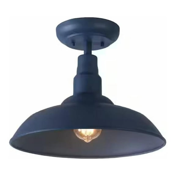 14" Semi Flush Mount Ceiling Light Fixture in Blue Finish, Stylish Metal Fixture for Indoor and Outdoor Spaces, Rust and Waterproof