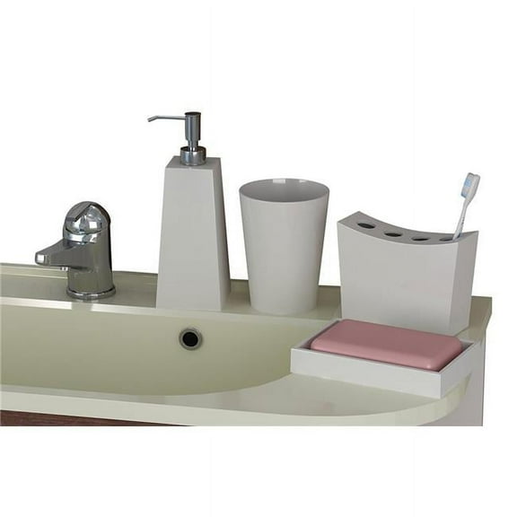 NuSteel ET-3456-SET4 Soap Dish  Tooth Brush Holder  Tumbler & Lotion Pump Elegant Set  4 Piece