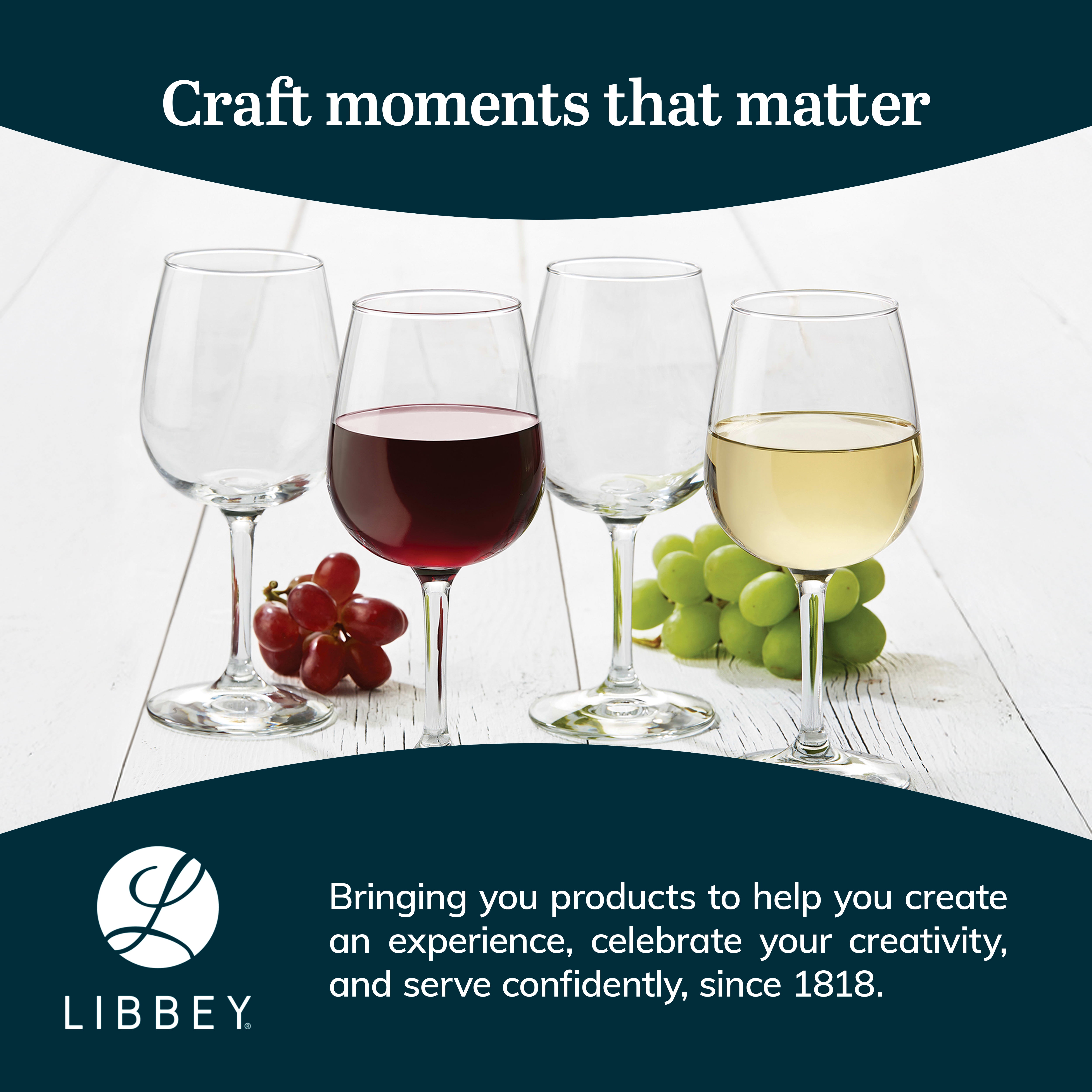 Libbey 8552 Vina Wine Tasting Glasses, 12.75 Oz, Clear, Elegant Drinking Glasses Set of 12, Modern Dishwasher Safe Wine Set for Gatherings, Events