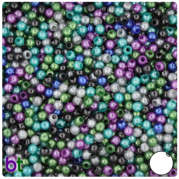BeadTin Cool Mix Pearl 4mm Round Plastic Beads (1000pcs)