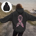 thumbnail image 5 of Towmus Women's Letter Graphic Print Pink Ribbon Montage Cancer Word Cloud Hoodie Sweatshirts, 5 of 8
