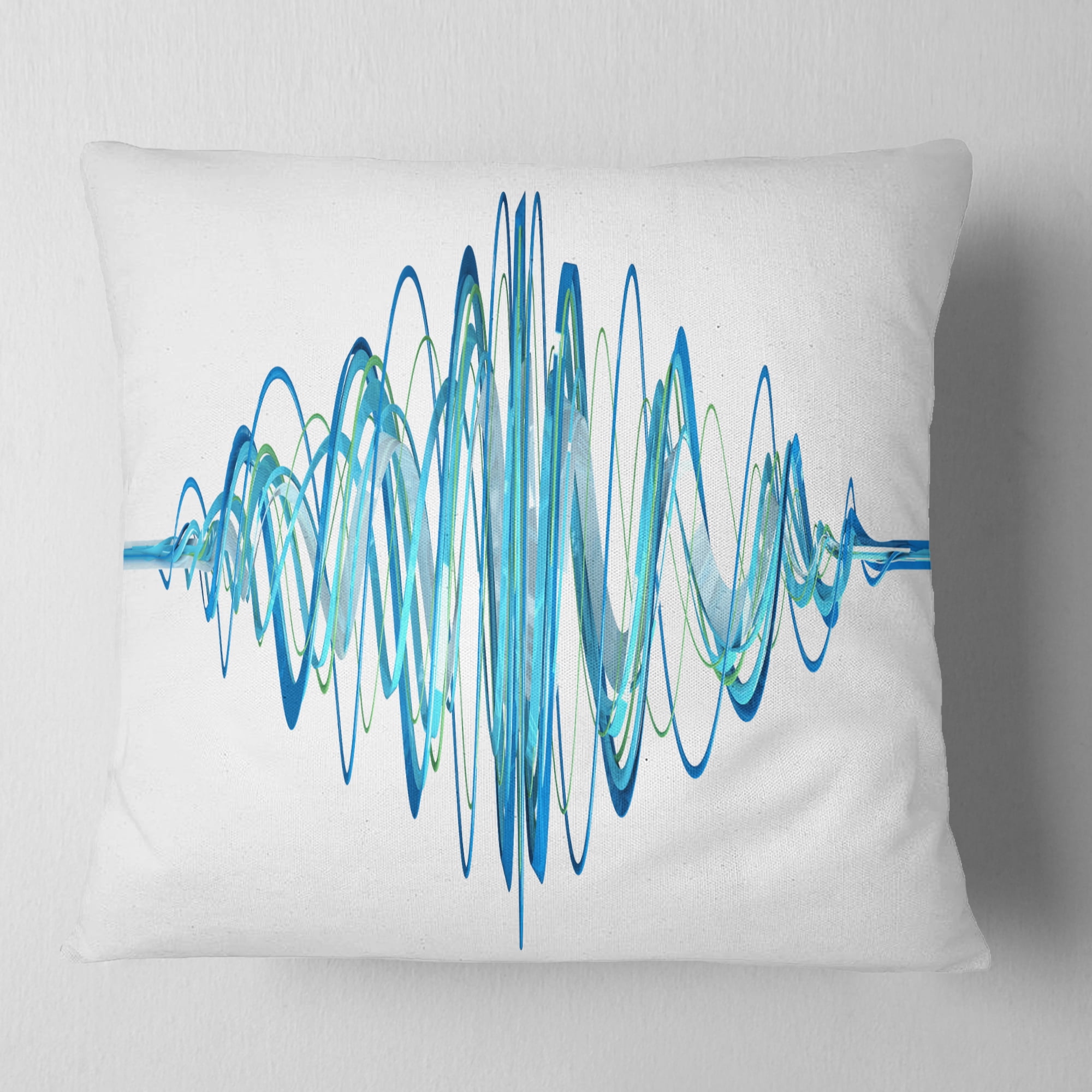 Designart Blue Circled Waves - Abstract Throw Pillow - 18x18