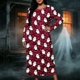 thumbnail image 4 of SELONE Nightgowns Long Sleeve for Women Plus Size Crew Neck Maxi Sleep Shirt Ghost Bats Nighties Halloween Dress, 4 of 8
