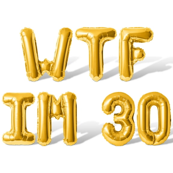 Letter Balloons - WTF IM 30 16" Inch Alphabet Letters Foil Mylar Balloon 30th Birthday Party Banner (Gold)