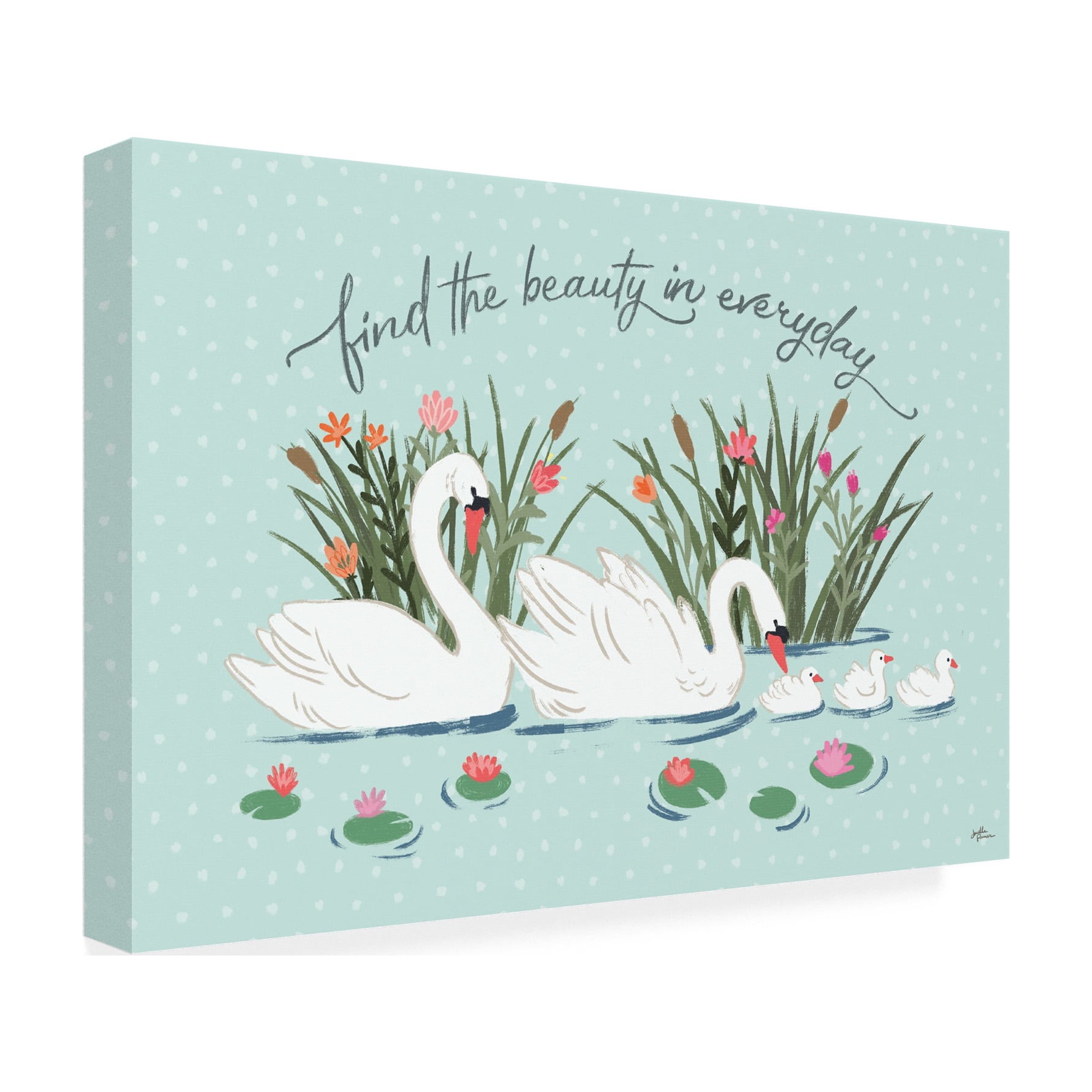 Janelle Penner 'Swan Lake I Mint' Canvas Art