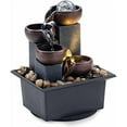 thumbnail image 6 of Tabletop Fountain 4 Level Tabletop Waterfall Indoor Meditation Fountain Office Home Relax Desktop Waterfall Pool Includes Many Natural River Rocks LED Lights Fixed Decorative Bubble Ball1, 6 of 6