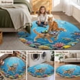 thumbnail image 6 of Ocean Diving Cat Round Area Rugs Collection 5', Coastal Coral Fish Marine Life Non Slip Indoor Circular Throw Runner Rug Floor Mat Carpet for Living Room Dining Table Bedroom Nursery, 6 of 9
