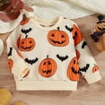 thumbnail image 2 of Godom Toddler Girl Sweatshirts Halloween Pumpkin Printed Cotton Casual Crew Neck Long Sleeve Tops Shirt, 2 of 7