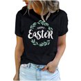 thumbnail image 1 of Bowake T-Shirts Joyeuses Pâques pour Femmes Été Mignons Ufs de Pâques Graphiques Imprimés Lettres Manches Courtes Col Rond Tendance, 1 of 6