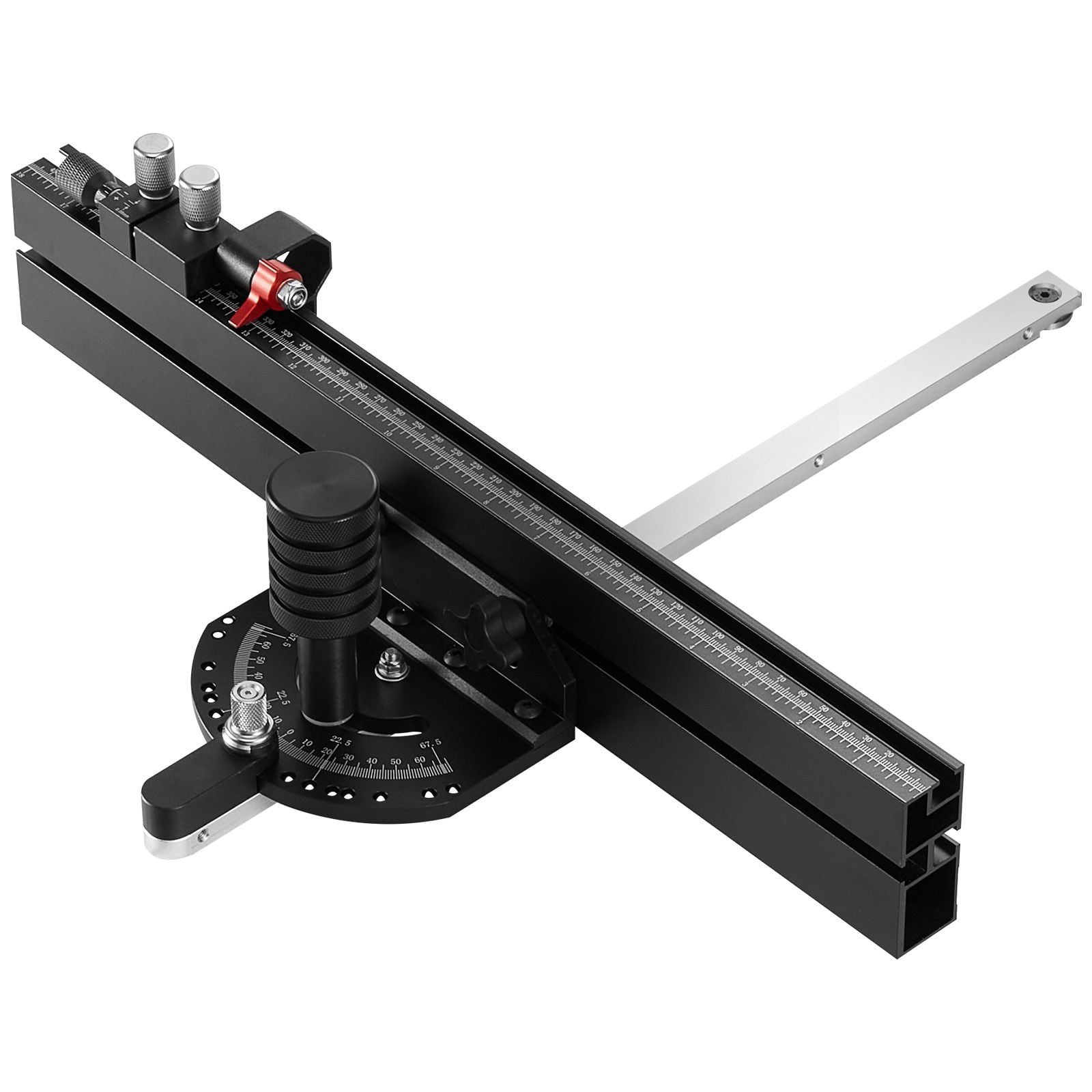 Miter Gauge for Table Saw 18 Inch Grating 15 Positive Stop Holes Aluminum Alloy for Precision Woodworking
