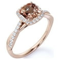 thumbnail image 3 of JeenMata 1.75 Carat Cushion cut created morganite and Moissanite Engagement Ring in 18k Gold Over Sterling Silver, 3 of 6
