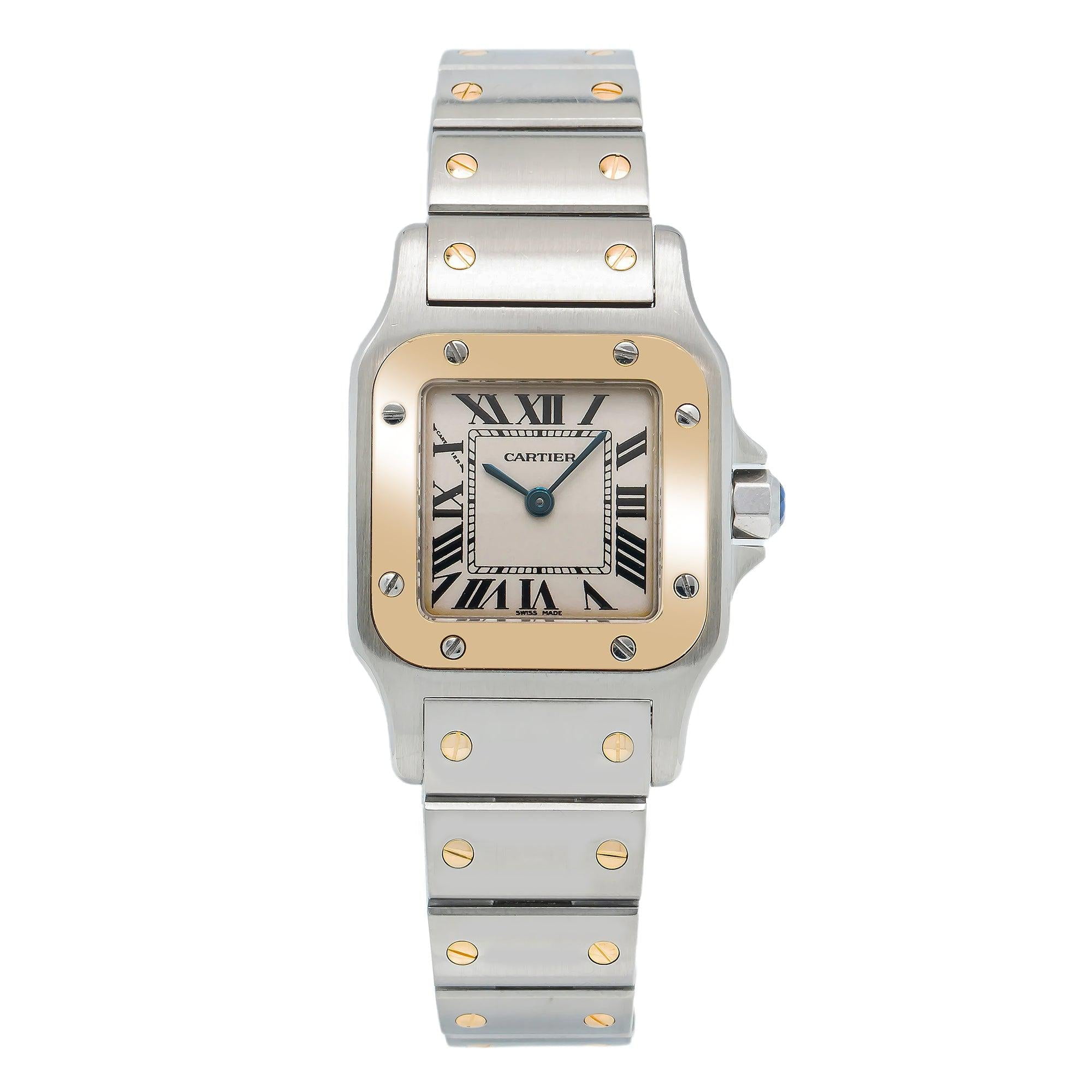 Pre-Owned Cartier Santos Galbee W20012C4 24MM Cream Dial With Two Tone Bracelet