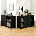 thumbnail image 2 of Costway Buffet Bahut Empilable, Ensemble de 2 avec Portes Coulissantes et Tablette Réglable, Noir, 2 of 9