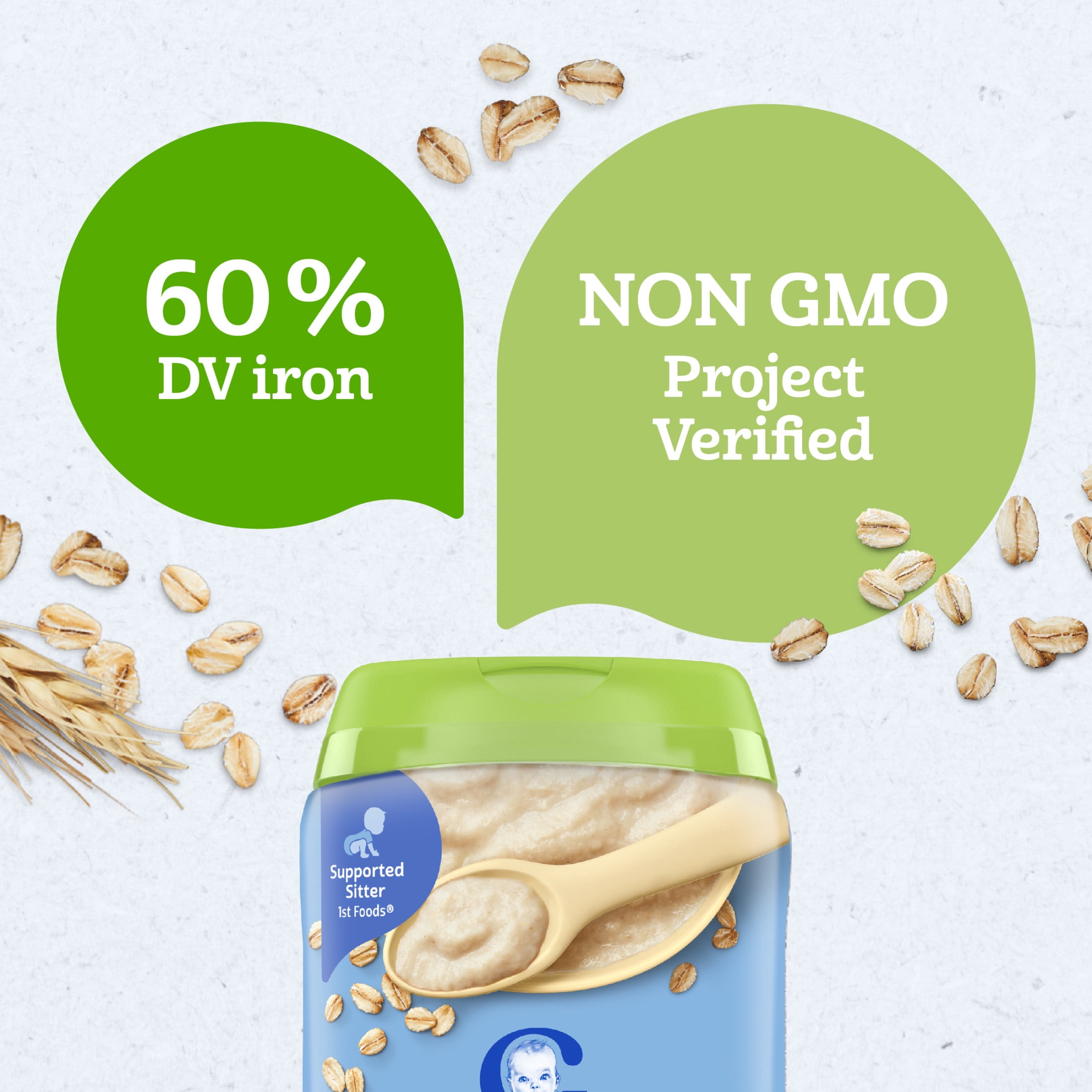 (3 pack) Gerber 2nd Foods Organic for Baby Grain & Grow Baby Cereal, Oatmeal, 8 oz Canister
