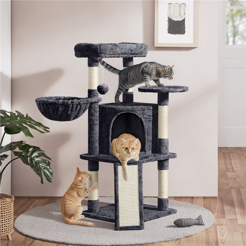 Yaheetech 41.9inch Cat Tree with Condo Basket Perch Platform, Dark Gray