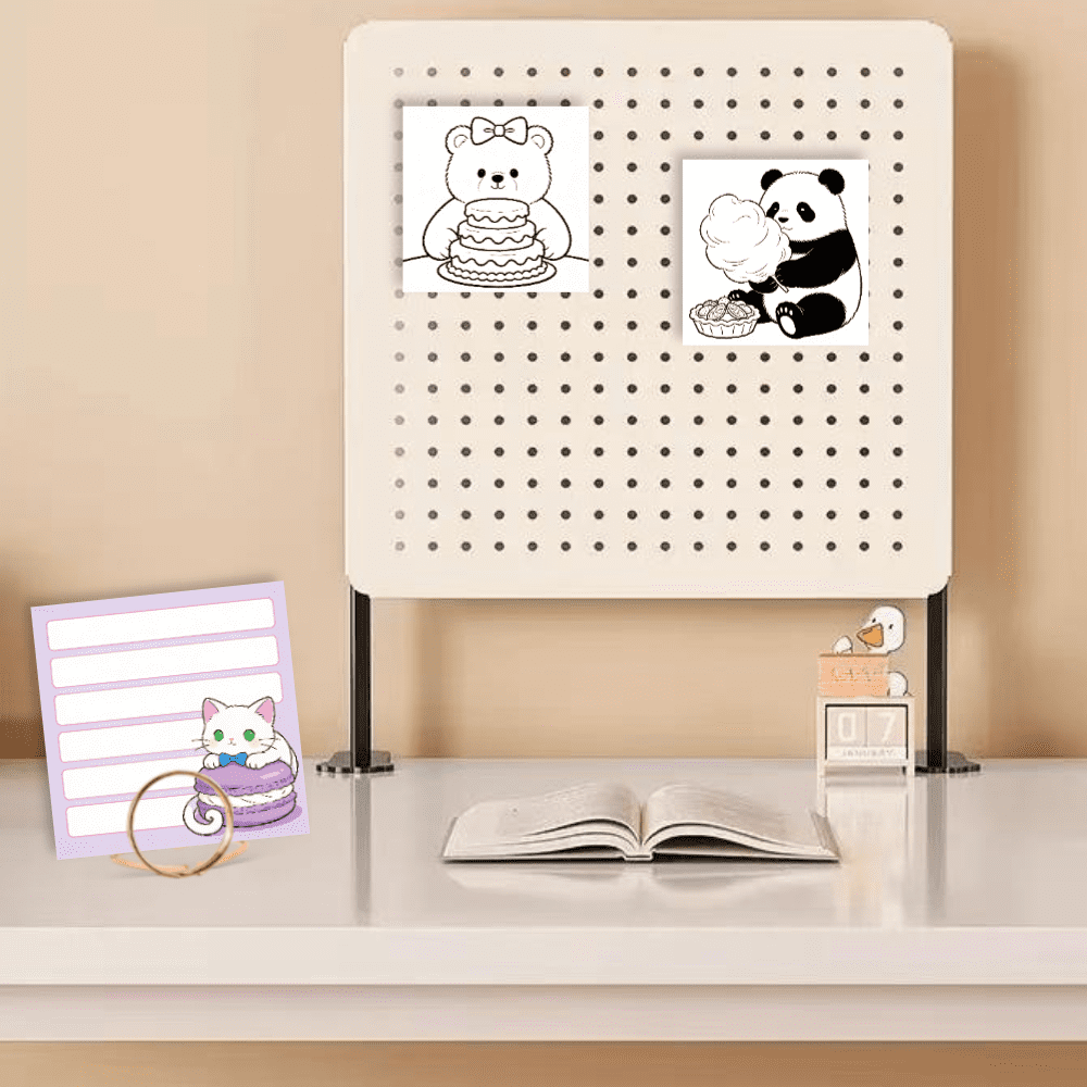 100 Pcs Original Unique Sticky Notes: Double-Sided (Coloring + Reminder), No-Repeat Design for Home Office