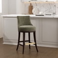 thumbnail image 2 of Lucia Modern Wood Upholstered Chenille Barstool in Leaf Green, 2 of 9