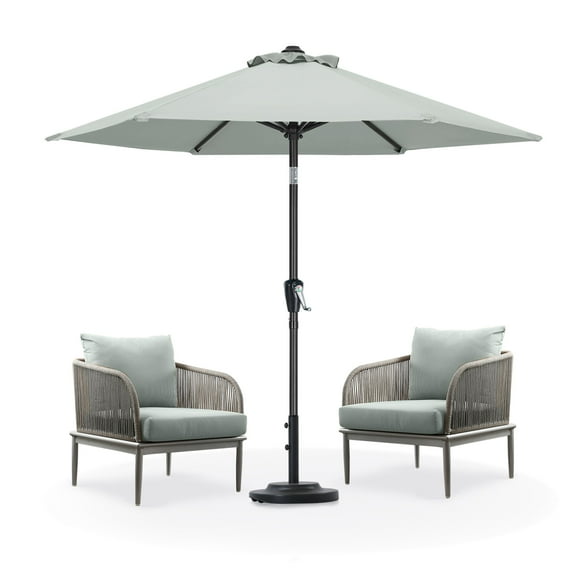 MASTERCANOPY 7.5ft Patio Market Umbrella with Tilt and Crank, Light Gray