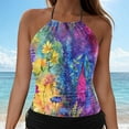 thumbnail image 2 of yueewhu Womens' High Neck Tankini Top Only Bathing Suit Modest Swimsuit Swim Top (Purple, M), 2 of 7
