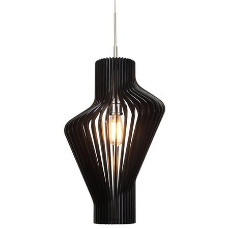 

Woodbridge Lighting Escher 1-Light Seashell Wood Mini Pendant in Satin Nickel