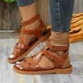 thumbnail image 6 of Miluxas Comfortable Sandals for Women Wide Width Ladies Fashion Summer Solid Color Leather Cover Flat Sandals Coffee 7(39), 6 of 9